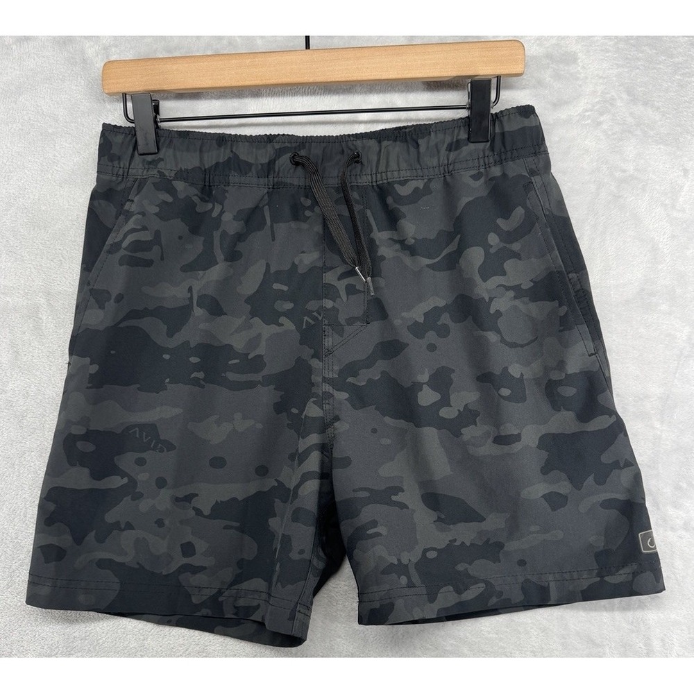 AVID Shorts Gray Black Camo Shorts Hybrid No Liner Fishing 5" Inseam‎ Men's S